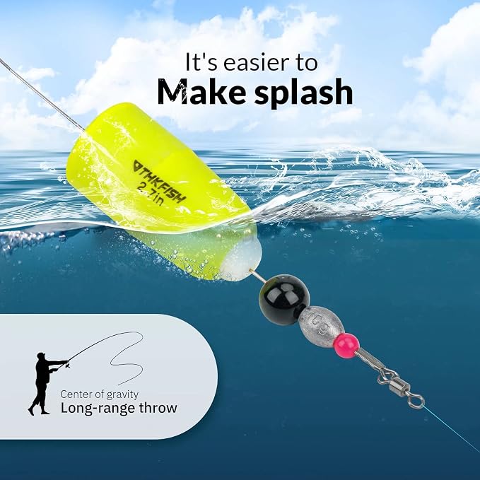 THKFISH Fishing Floats Bobbers Fishing Popping Cork Trout Float Rig Weighted Popping Floats Cork Trout Floats for Fishing Saltwater 4PCS