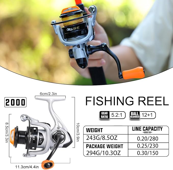 Sougayilang Fishing Reel, Ultralight Spinning Reels with Graphite Frame 5.2:1 High Speed for Saltwater or Freshwater Fishing