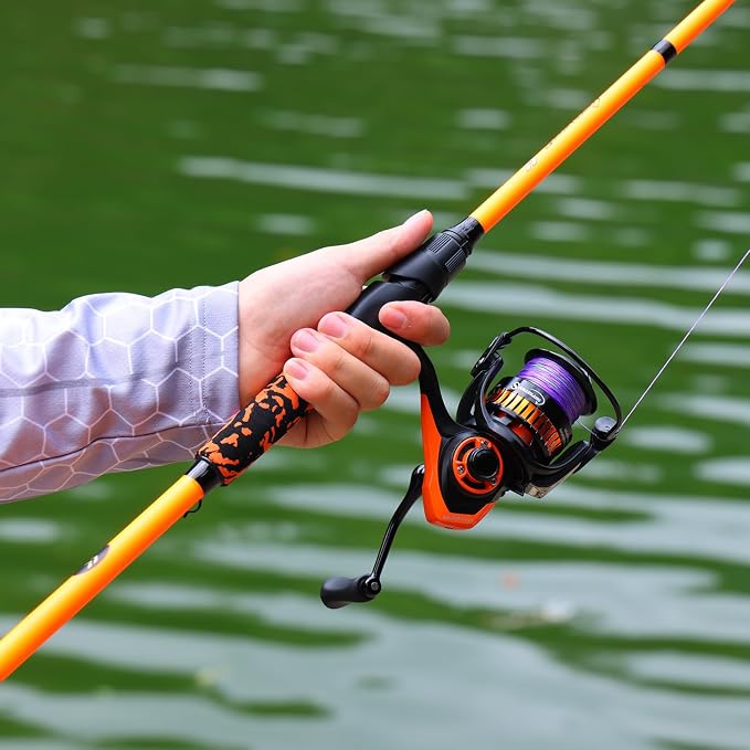 Sougayilang IM7 Graphite Fishing Rod – 2-Piece Casting & Spinning, Medium/Medium Heavy Power, Stainless Steel Guides with Zirconium Rings, EVA Handle & Hook Keeper for Bass, Trout, Walleye, Catfish