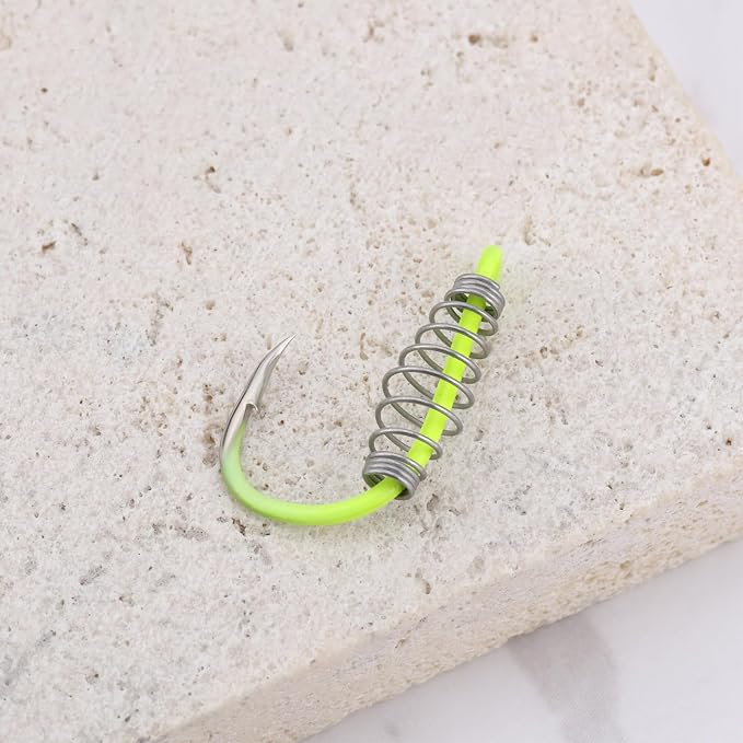 20Pcs Spring Fishing Hooks, High Carbon Steel Hooks with Metal Spring Barbed Swivel Fishing Hooks Suitable forPower Bait Trout Carp