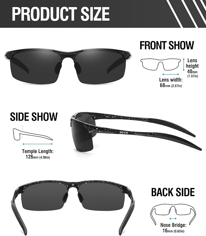 DUCO Mens Sports Polarized Sunglasses UV Protection Sunglasses for Men 8177s
