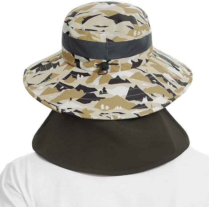 BASSDASH UPF 50+ Breathable Sun Hat with Removable Face Cover and Neck Flap Wide Brim Bucket Hat for Fishing Hiking Men Women