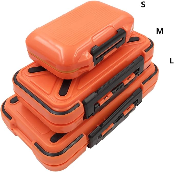 Waterproof Fishing Lure Box Spoon Hooks Baits Storage Tackle Box Containers for Casting Fishing Fly Fishing,Large/Medium/Small Lure Case Available (Orange-Medium)