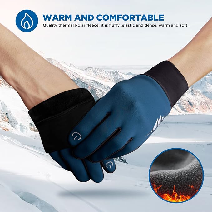 SIMARI Winter Gloves for Women Men - Cold Weather Thermal Touch Screen Ski Snow Glove Liners, Non-Slip Palm & Warm Fleece Lined, for Running Cycling Driving Hiking Walking Sports Outdoor Texting Work