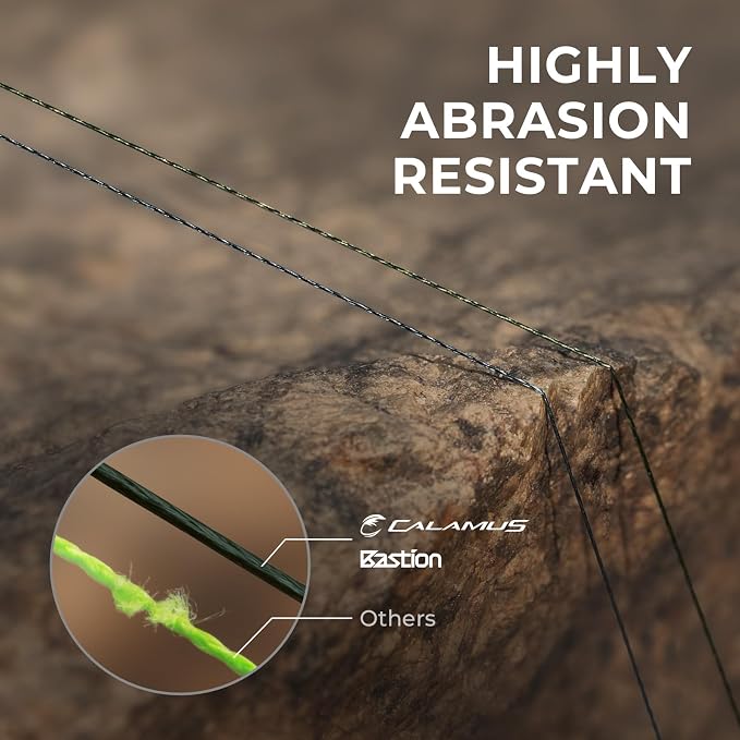 Calamus Bastion Braided Fishing Line -Abrasion Resisting Braided Lines – Thin Diameter Superline – Zero Stretch – 4 Strand MultiTuf Fiber Braid Line