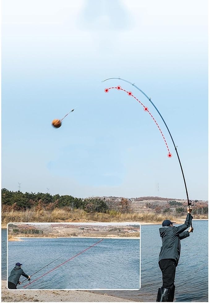Carbon Fiber Fishing Rod and Reel Combo Set, Sea Fishing Rod, Super Hard Long Shot Red Rod for Big Fish(4.2M)