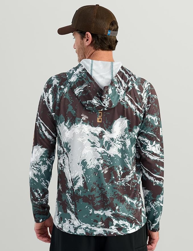 HUK Mens Pursuit Pattern Crew Sleeve Shirt, Performance Shirt