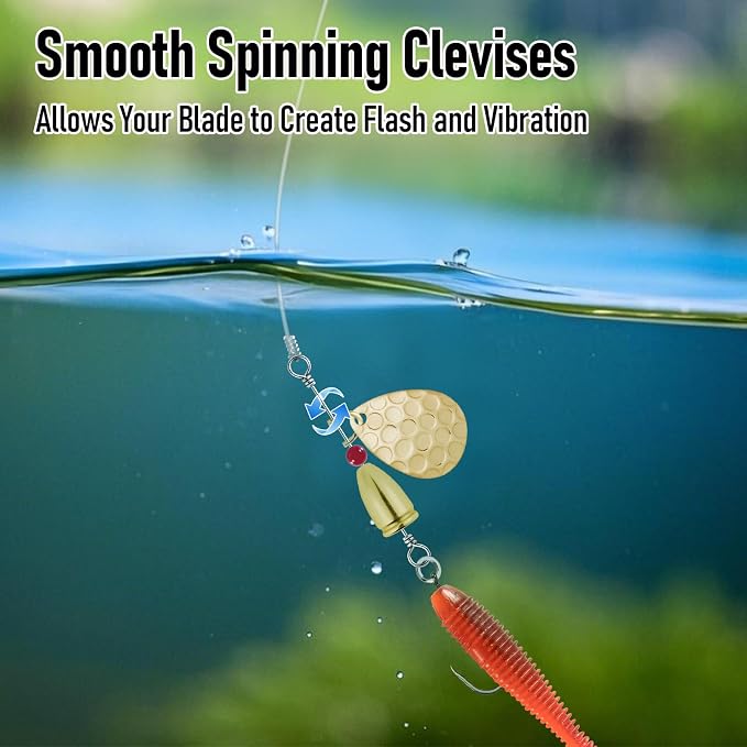 Dr.Fish 100 Pack Fishing Spinner Clevises Easy Spin Brass Clevises Spoon Spinnerbait Lure Making Supplies Spinner Parts Accessoires Freshwater