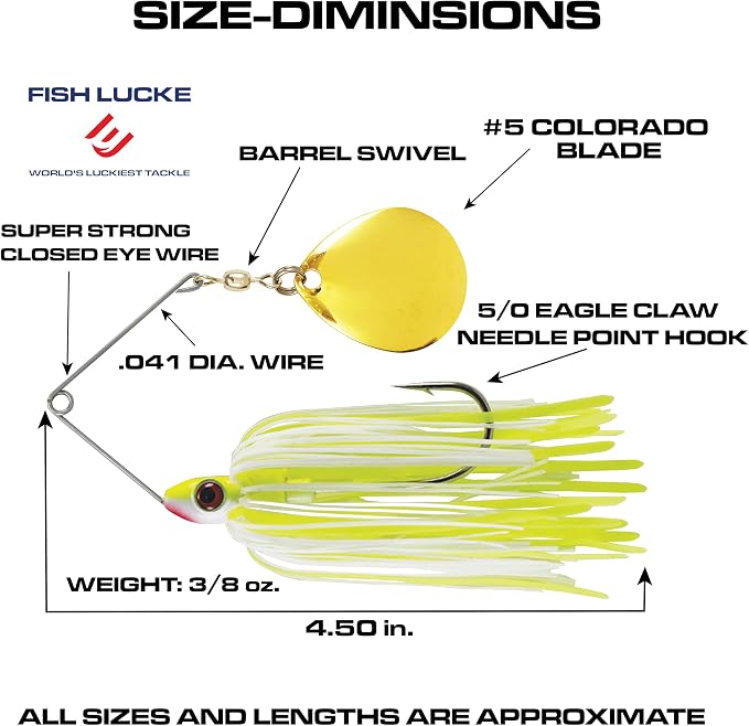 Luck E Strike Redman Spinner Bait by Jimmy Houston, 3/8 Ounce Colorado Spinnerbait
