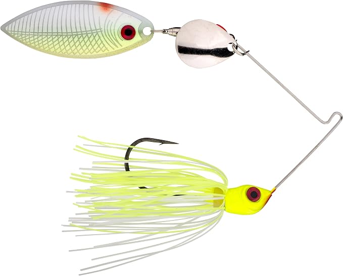 Strike King (REYE38CW-3) Red Eye Spinnerbait Fishing Lure, 203 - Chartreuse White, 3/8 oz, Large Red Eyes