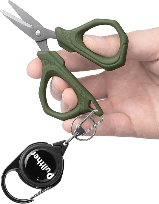 4.6" Fishing Scissors,Fishing Line Cutter for Braided Fishing Line,Fishing Gear with Tool Retractor,Non-Slip Grip Small Scissors for Saltwater