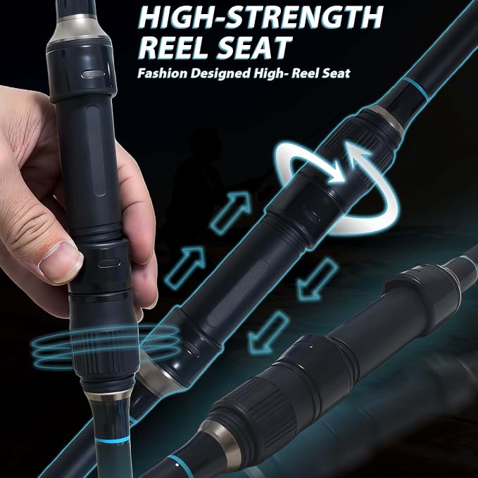 Surf Spinning Fishing Rod 9'/10'/11'/12', 3-Piece Carbon Fiber Saltwater Rod with 2 Tips, Lightweight High-Sensitivity Long-Cast Shore & Beach Casting Rod for Pier Surf Fishing