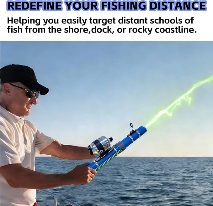 Portable Fishing Catapult Rod, Durable & Lightweight Telescopic Lure & Bait Launcher for Saltwater & Freshwater, High Elasticity Casting Tool, Professional New Model Travel Fishing Gear