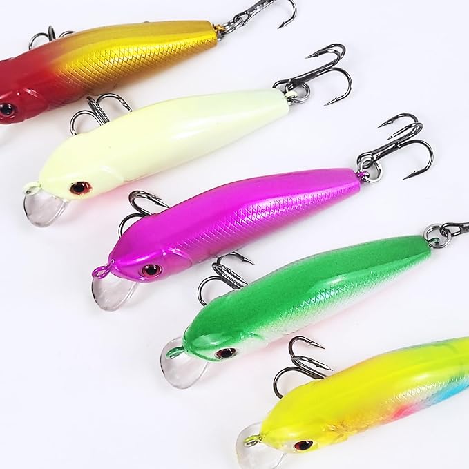 Fishing Lures Large Hard Bait Minnow VIB Lure with Treble Hook Life-Like Swimbait Fishing Bait Popper Crankbait Vibe Sinking Lure for Bass Trout Walleye Redfish