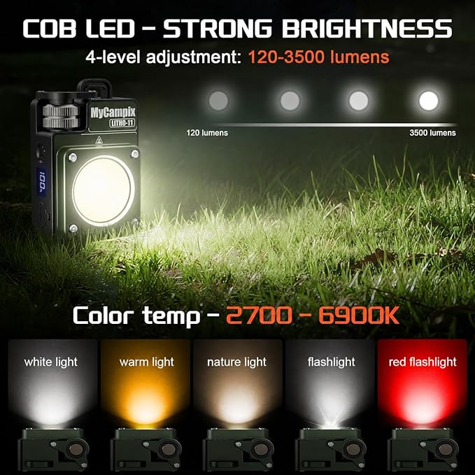 Portable Camping Light, 3500LM Adjustable LED Camping Lantern Rechargeable with 2.5-15H Runtime&Screen, Alloy Waterproof Camp Light for Power Outages, Emergency, Hurricane(2-Pack Green)