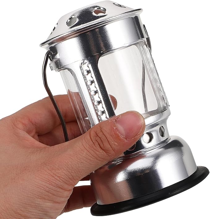 Toddmomy Portable Aluminium Alloy Candle Lantern Lightweight Windproof Camping Lamp for Night Fishing and Outdoor Activities Stylish Silver Design with Base