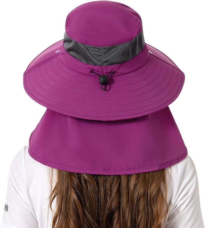 BASSDASH UPF 50+ Breathable Sun Hat with Removable Face Cover and Neck Flap Wide Brim Bucket Hat for Fishing Hiking Men Women
