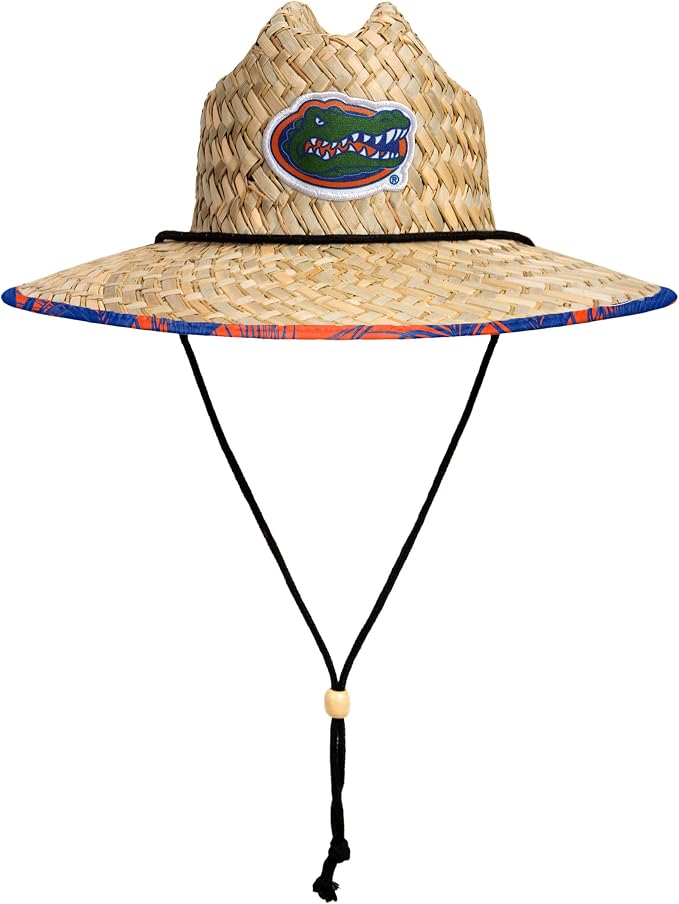 FOCO Men's NCAA College Team Logo Floral Straw Sun Hat