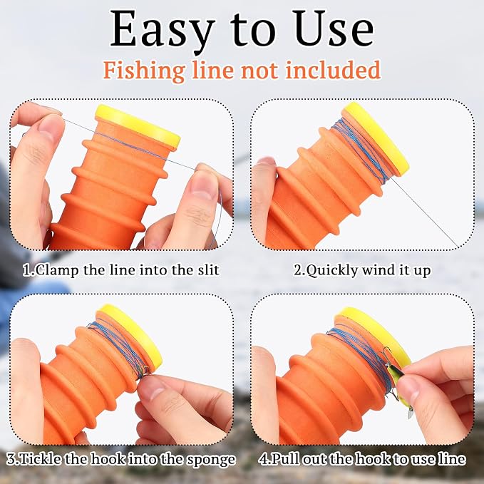 6 Pcs Fishing Leader Holder 6 Pack with Storage Box 72 Slot Snell Hook Organizer Anti-Tangle Rig Keeper for Walleye Catfish Bass Trout