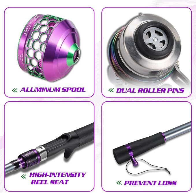 Sougayilang Fishing Reel Rod Combo, Two Pieces Colorful Poratble Light Weight Casting Rod with Spincast Fishing Reel for Freshwater