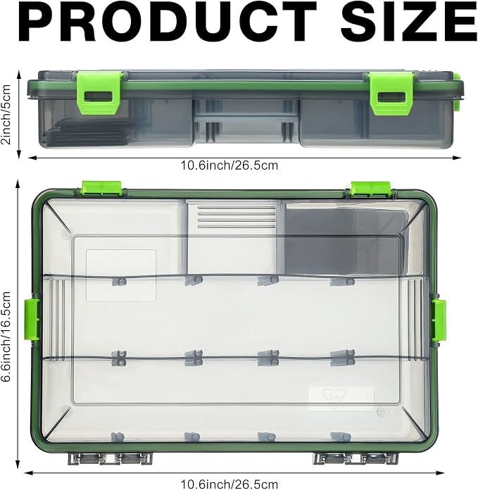 Ramede 6 Pcs Fishing Tackle Boxes Waterproof Airtight Plastic Tackle Box Organizer Transparent Fishing Tackle Storage with Adjustable Dividers for Terminal Tackle Lure Bait Hook(Large)