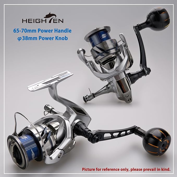 HEIGHTEN 65-70mm Spinning Reel Handle with 38mm Knob for Shimano Stradic FL FM Stella Vanford Vanquish Nasci Twinpower Daiwa Fuego BG MQ Ballistic Certate Luvias Tatula