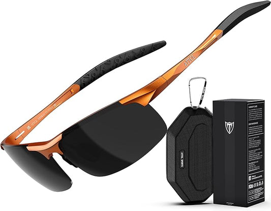ATTCL 0.9 oz Polarized Sunglasses Men Sports: UV Protection Anti Glare Wrap Around Lightweight Metal Fishing Golf Running