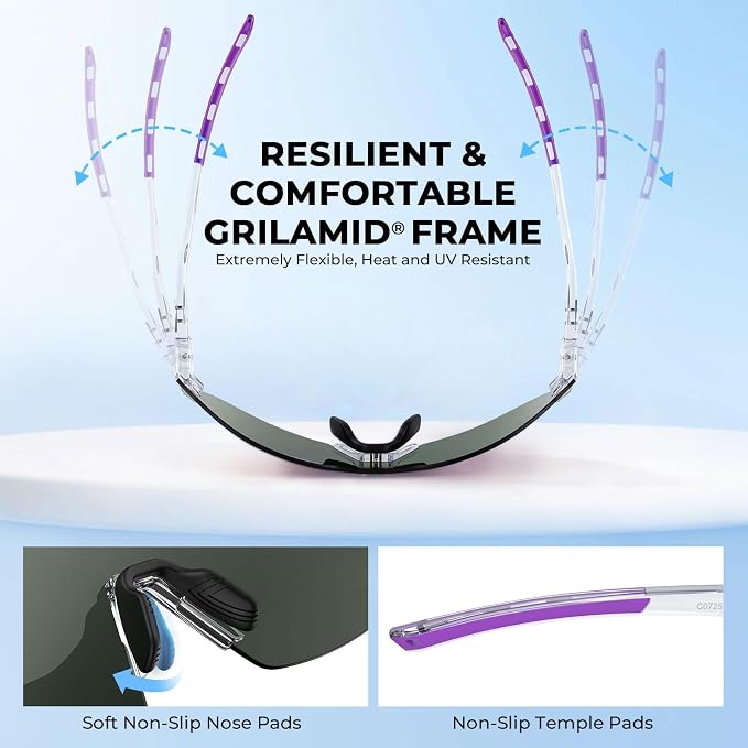 KastKing Nizini Polarized Sports Fishing Sunglasses, With PuriVex Protective Lens Coating, Rimless Wrap Design, Men Women