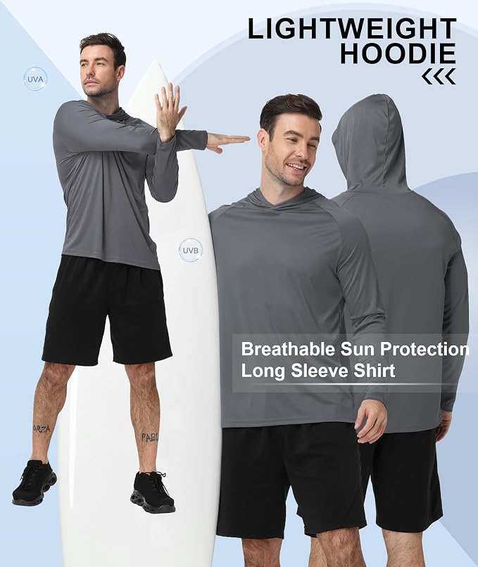 ZITY 5 Pack Mens UPF 50+ Hoodie Shirts Sun Protection Fishing Shirt Fast Dry Lightweight for Athletic Hiking Workout