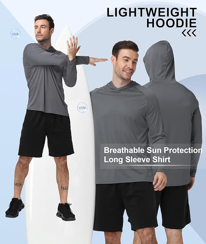 ZITY 5 Pack Mens UPF 50+ Hoodie Shirts Sun Protection Fishing Shirt Fast Dry Lightweight for Athletic Hiking Workout