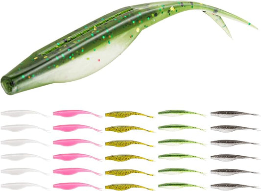 Forked Tail Soft Baits- Realistic Jerk Bait & Fluke Action Soft Lures for Bass, Trout & Crappie - Versatile Freshwater & Saltwater Fishing Bait (2.75"-5")