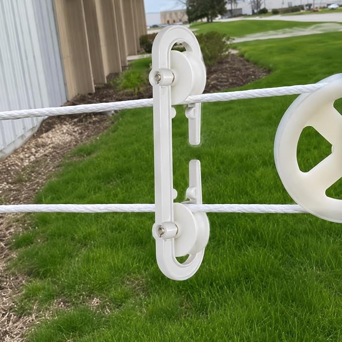 Dependable Industries 2 Pack High Grade Plastic Clothesline Spreader Weatherproof Rustproof Keeps Rope Taut and Untangled White
