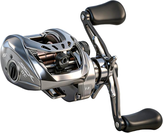 Sougayilang Baitcasting Reel with Digital Anti-Backlash Control - Smart Computer Braking System, 7.2:1 Gear Ratio, 18.5LB Max Drag-Easy Casting Baitcaster for Beginners & Bass Anglers