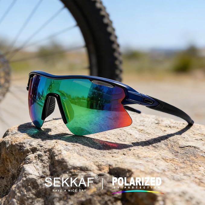 SEKKAF Polarized Sports Sunglasses for Men Women and Youth, UV400 Protection Ideal for Cycling Baseball Fishing Golf Running