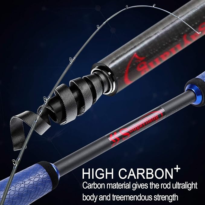 Sougayilang Speed Bass Fishing Rods, Porable Light Weight High Carbon 4 Pc Blanks for Travel Freshwater Fishing-Spinning & Casting