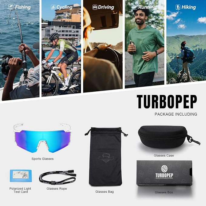 Polarized Sports Sunglasses for Men and Women,Fishing Cycling Mountain Bike Baseball Sunglasses with UV Protection