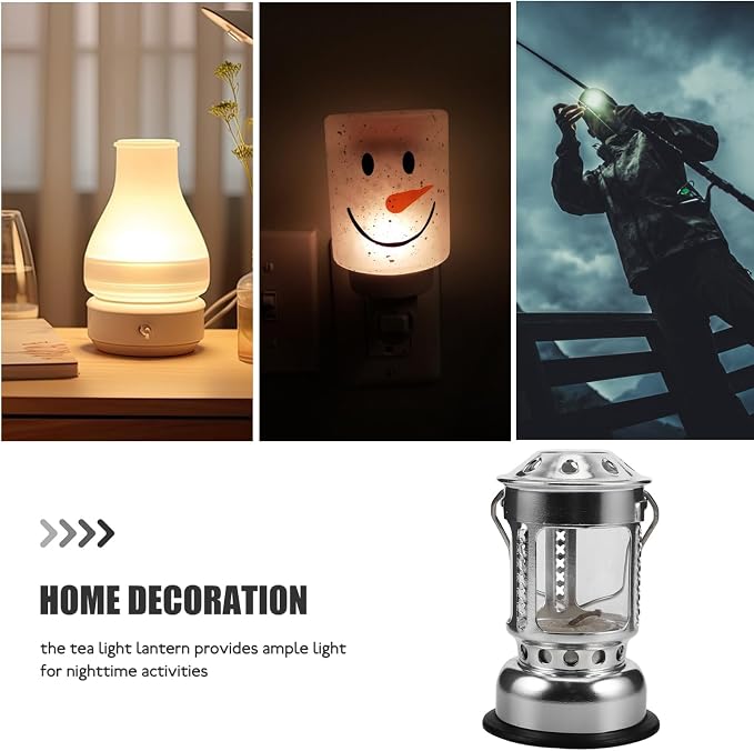 KOMBIUDA Outdoor Silver Candle Lantern with Base Portable Aluminium Alloy Night Fishing Lamp Windproof Camping Light for Emergency Use for Outdoor Activities