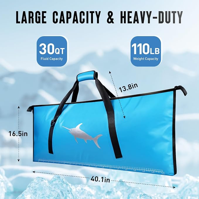 Insulated Fish Cooler Bags for Fishing Kill Bag Fishing Cooler Bag Portable Leakproof - Fish Bags for Caught Fish Keep Ice Cold for Over 24 Hours