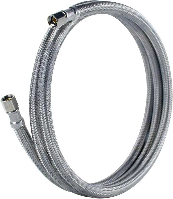 Certified Appliance Accessories Ice Maker Water Line, 5 Feet, PVC Core with Premium Braided Stainless Steel, Silver