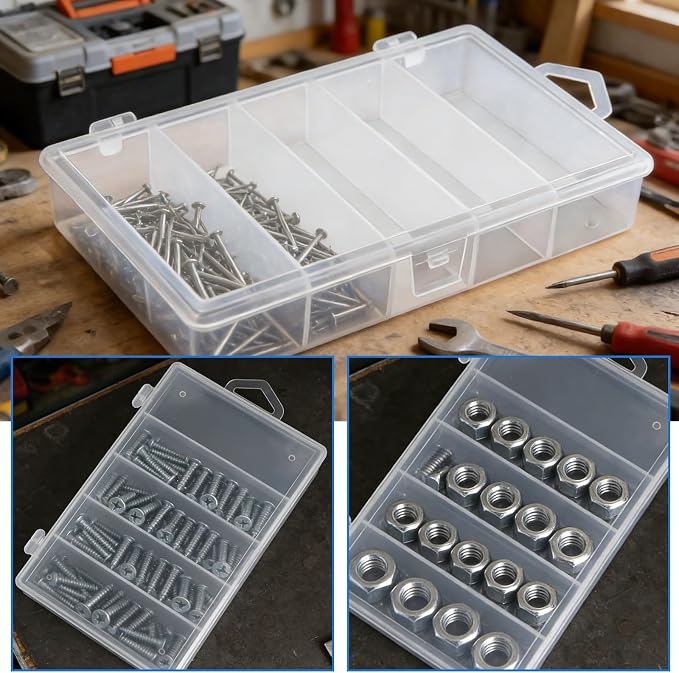 3 Pack 5-Grid Clear Plastic Fishing Tackle Accessory Box Fishing Tackle Storage Fishing Lure Bait Hooks Storage Box, 7x4.3x1.2inch