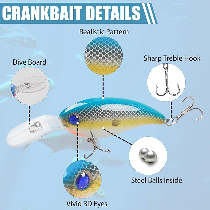 Fishing Lures Hard Bait Minnow Swimbait Crankbait Jerkbait Lure with Treble Hooks 3D Eyes Freshwater Saltwater Fishing Lures for Bass Trout Walleye Pike Catfish