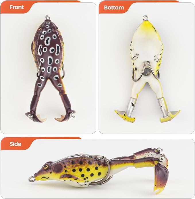 Soft Frog Lures, Topwater Swimbaits for Bass Fishing, Realistic PVC Design, Weedless Hooks, Perfect for Freshwater & Saltwater, Effective Fishing Lures for Pike & Snakehead