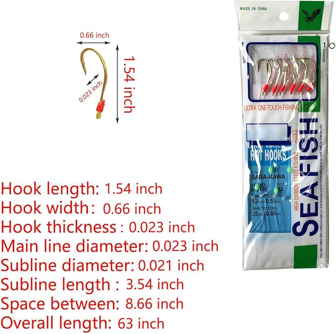36-Piece Luminous Sabiki Rigs - Fishing Lures with Sharp Hooks for Freshwater & Saltwater