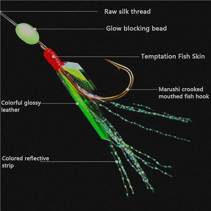 36-Piece Luminous Sabiki Rigs - Fishing Lures with Sharp Hooks for Freshwater & Saltwater