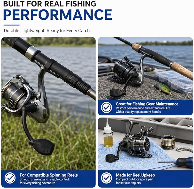 Universal Fishing Reel Rotary Knob Power Handle, Plastic Power Crank Handle for Spinning and Reels, Saltwater Fishing Gear Replacement Parts
