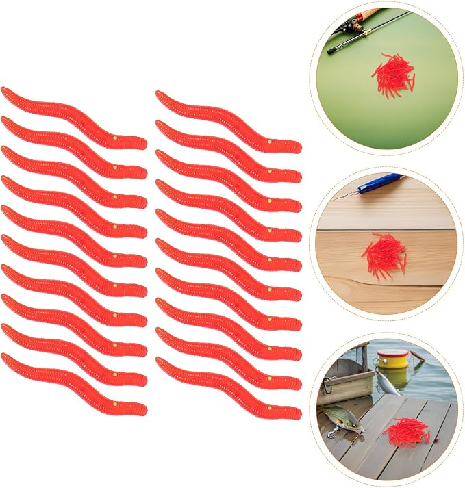GALPADA 500pcs Soft Fishing Lures Worms, Lifelike Silicone Earth Worm Baits for Freshwater and Saltwater Bass Trout Fishing