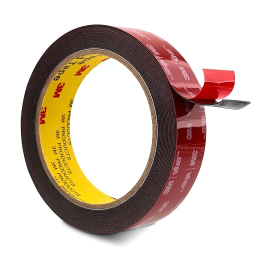 3M Double Sided Tape Heavy Duty 1" x 15.4 Ft, Mounting Tape Black 5925 Foam Tape Strong Adhesive Waterproof for Automotive Car Décor Home Office Logos Indoor Outdoor, 0.025in Thick