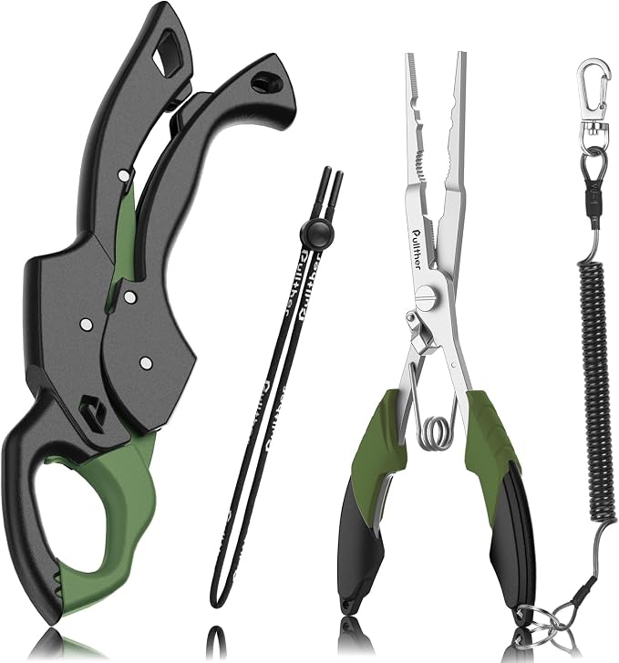 Fish Gripper 9.2",Muti-Function Line Cutter Fishing Pliers, Saltwater Fishing Tool Kit,Fishing Gear with Fishing Lanyard