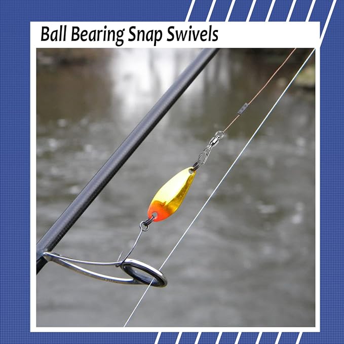AMYSPORTS High Strength Snap Swivel Stainless Split Rings Fishing Swivel Freshwater Ball Bearing Swivels Fishing Saltwater, 25pcs, 30lbs