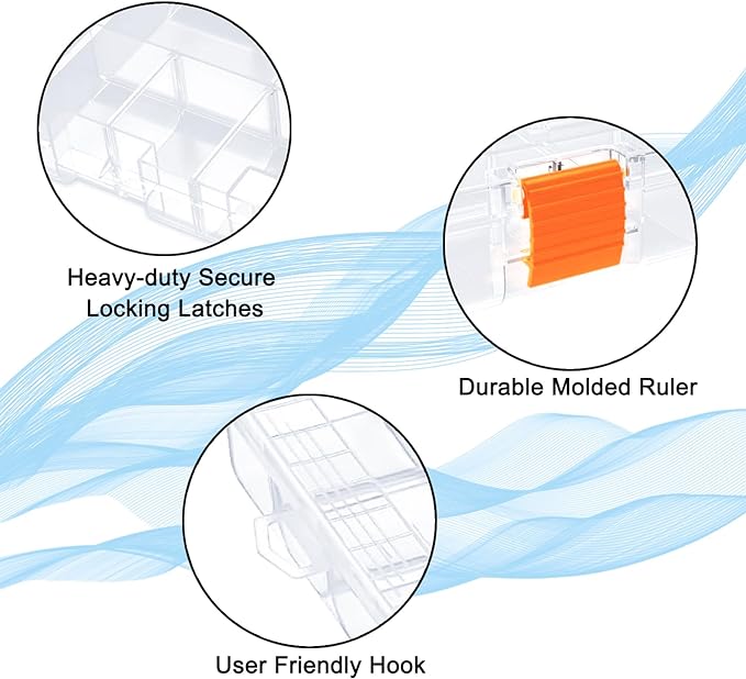 LARIPOP 2-Pack 3600 Fishing Tackle Boxes, Clear Plastic Storage Trays with Adjustable Dividers, Organizer for Lures, Hooks, Sinkers, Jigs & Fishing Accessories